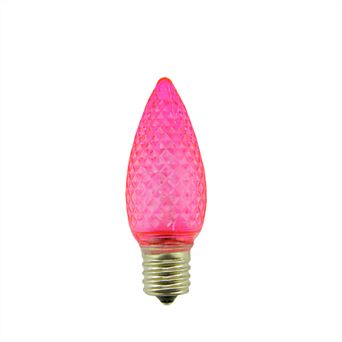 Indoor / Outdoor Faceted Transparent Pink LED C9 Christmas Replacement Bulb 4 pc Set