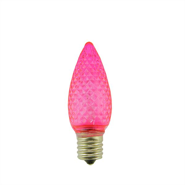 Indoor / Outdoor Faceted Transparent Pink LED C9 Christmas Replacement