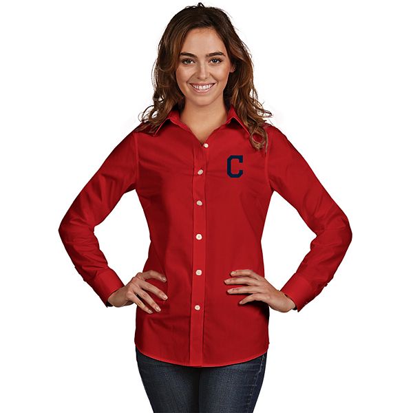 Women's Antigua Cleveland Indians Dynasty Button-Down Shirt