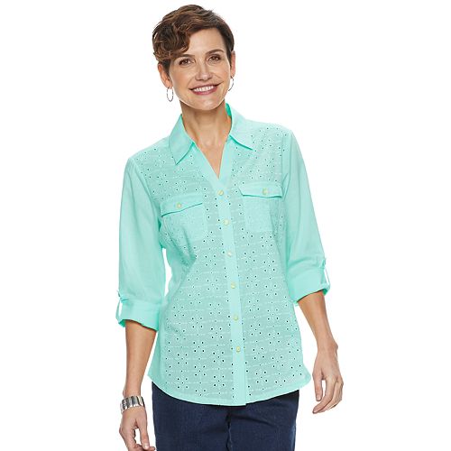 Women's Croft & Barrow® Knit-to-Fit Solid Shirt