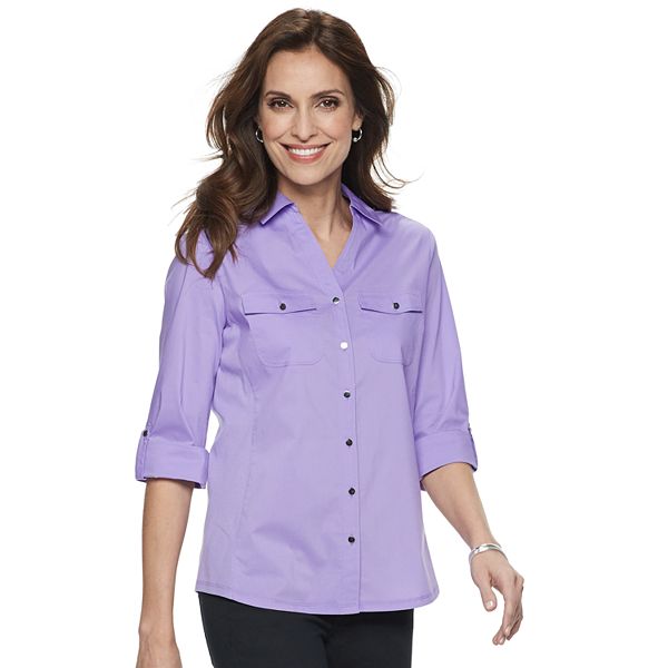 Women's Croft & Barrow® Knit-to-Fit Solid Shirt