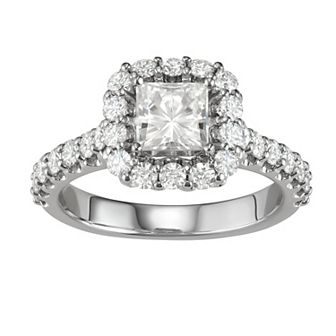 Charles & Colvard 14k White Gold Lab-Created Moissanite 2 Carat T.W. Square Brilliant Fashion Ring