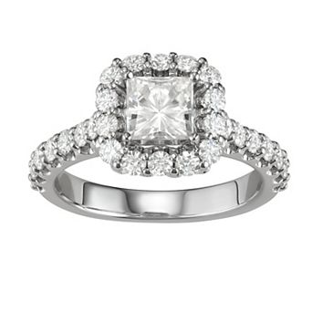 Charles & Colvard 14k White Gold Lab-Created Moissanite 2 Carat T.W. Square Brilliant Fashion Ring