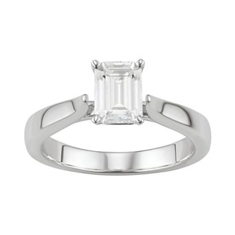 Charles & Colvard 14k White Gold Lab-Created Moissanite 1 ct T.W. Emerald-Cut Solitaire Ring