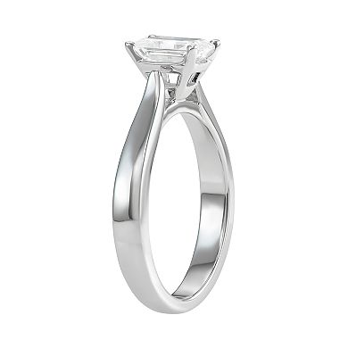 14K White Gold Lab-Created Moissanite 1 Ct. T.W. Emerald-Cut Solitaire Ring