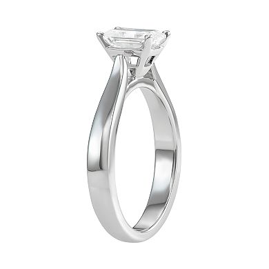 14k White Gold Lab-Created Moissanite 1 Ct. T.W. Emerald-Cut Solitaire Ring