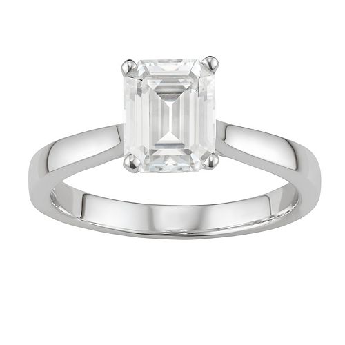 14k White Gold Lab Created Moissanite 2 1 2 Ct T W Emerald Cut