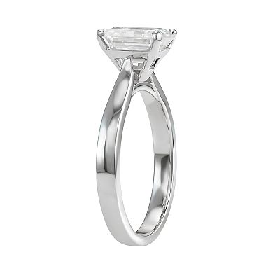 Moissanite by Charles & Colvard 14K White Gold 2 1/2 Carat TW Emerald Solitaire Ring