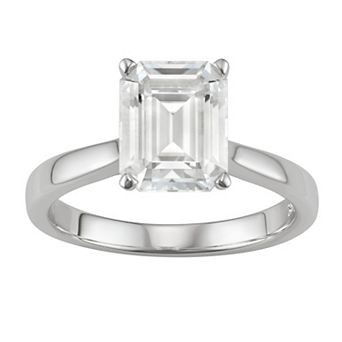 Charles & Colvard 14K White Gold Lab-Created Moissanite 3 1/2 ct T.W. Emerald-Cut Solitaire Ring