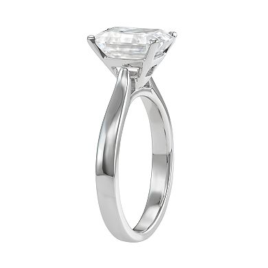 14K White Gold Lab-Created Moissanite 3 1/2 Ct. T.W. Emerald-Cut Solitaire Ring