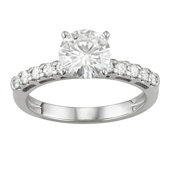 14K White Gold Lab-Created Moissanite 1 3/4 ct T.W. Solitaire Engagement Ring