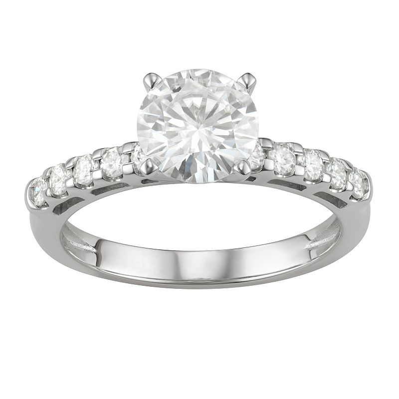 14K White Gold Lab-Created Moissanite 1 3/4 Ct. T.W. Solitaire Engagement R