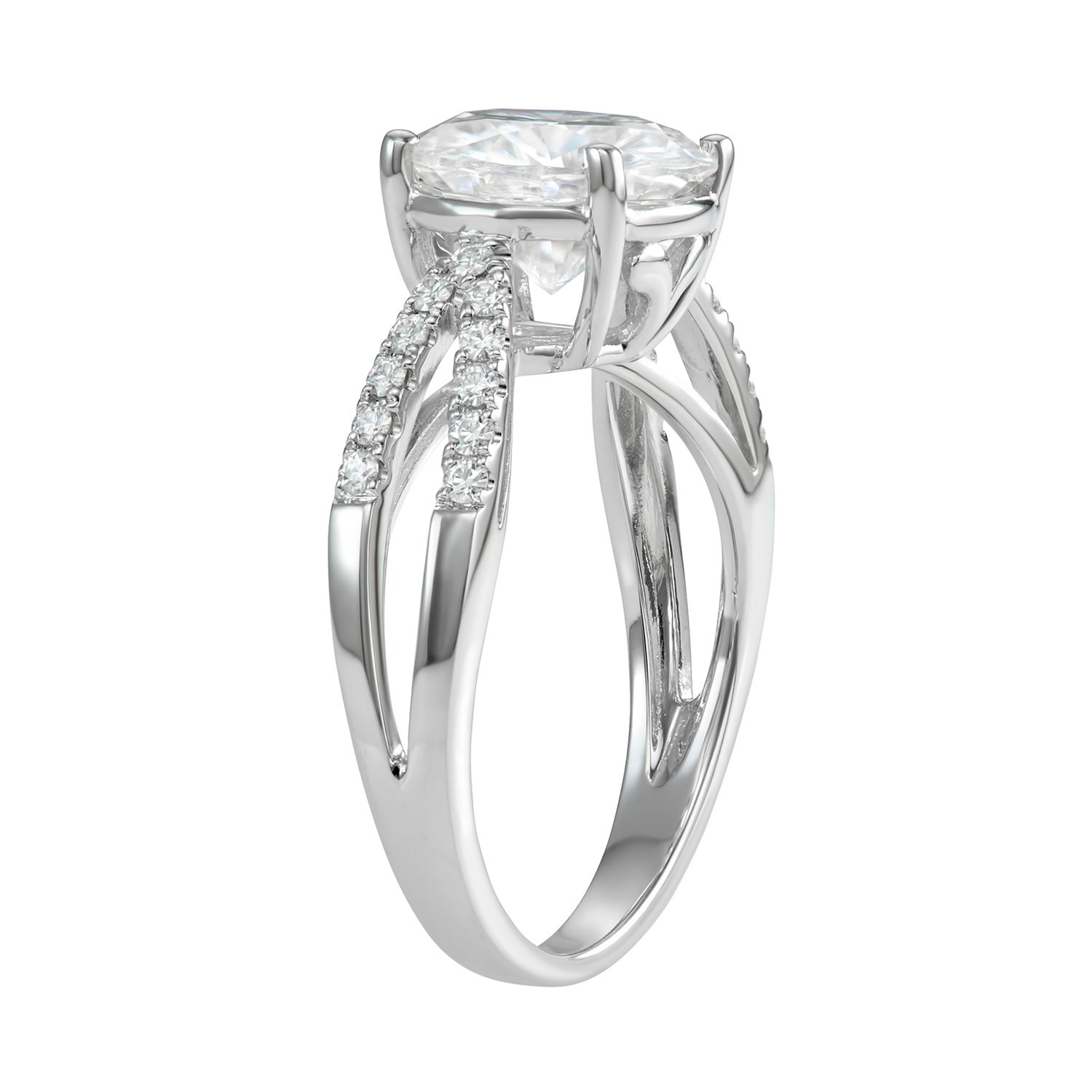 3.50Ct Round Cut Lab Created Moissanite Engagement Ring 14K White Gold Finish