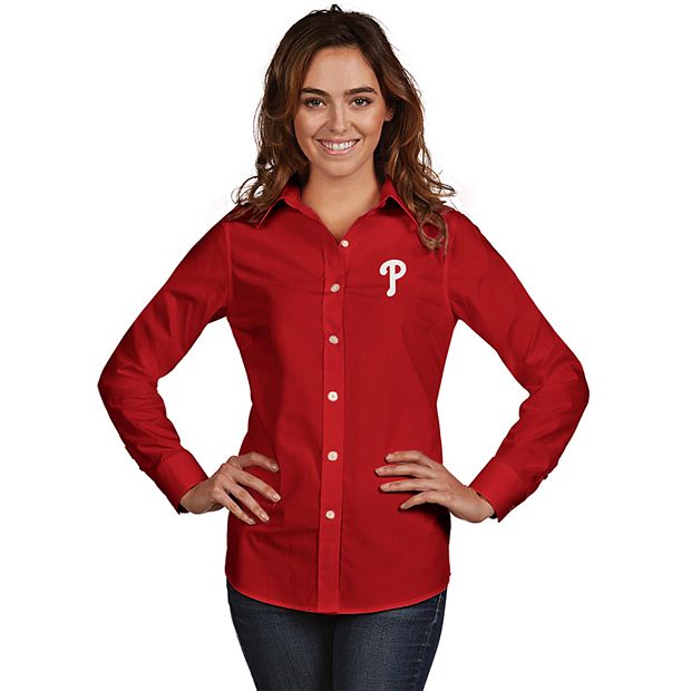 Women's Antigua Philadelphia Phillies Dynasty Button-Down Shirt