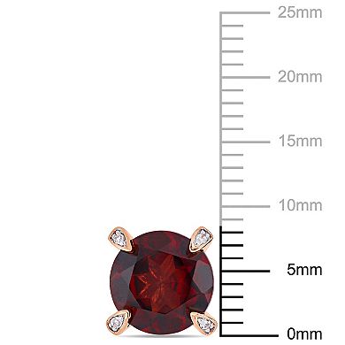Stella Grace 10k Rose Gold 1/10 Carat T.W. Diamond & Garnet Stud Earrings