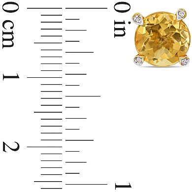Stella Grace 10k Gold 1/10 Carat T.W. Diamond & Citrine Stud Earrings