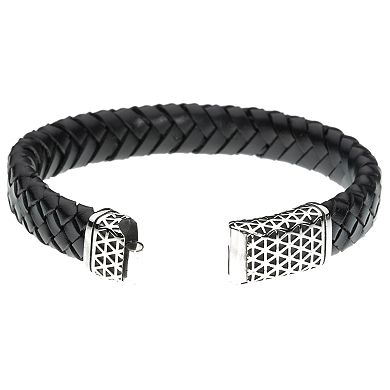 Men's LYNX Stainless Steel & Braided Leather Bracelet