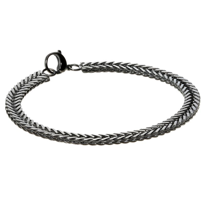 Mens LYNX Ion-Plated Stainless Steel Flat Snake Bracelet, Size: 8.5, Bl