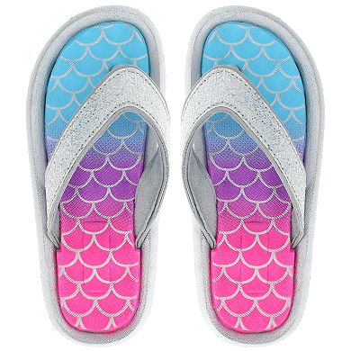 Girls 4-12 Elli by Capelli Mermaid Scale & Glitter Thong Flip Flop Sandals