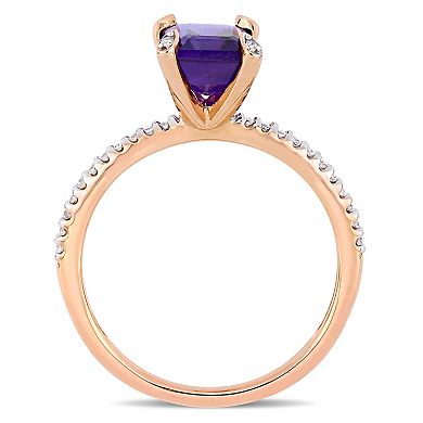 Stella Grace 10k Rose Gold 1/10 Carat T.W. Diamond & Amethyst Ring