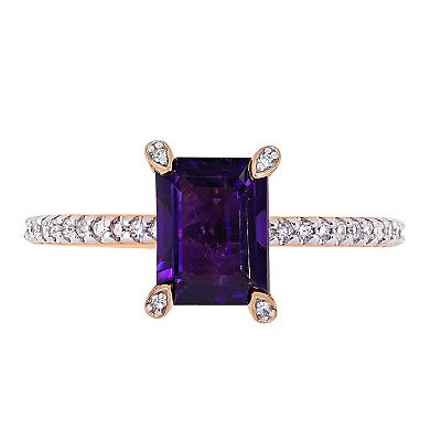 Stella Grace 10k Rose Gold 1/10 Carat T.W. Diamond & Amethyst Ring