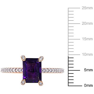 Stella Grace 10k Rose Gold 1/10 Carat T.W. Diamond & Amethyst Ring
