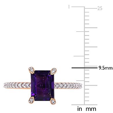 Stella Grace 10k Rose Gold 1/10 Carat T.W. Diamond & Amethyst Ring