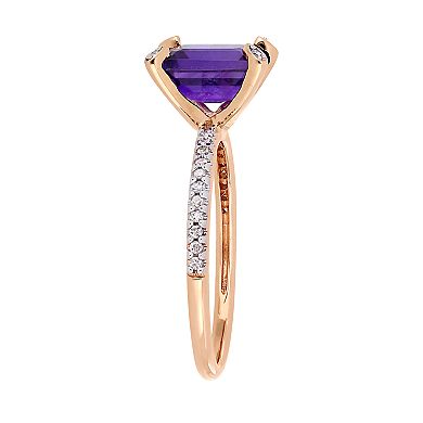 Stella Grace 10k Rose Gold 1/10 Carat T.W. Diamond & Amethyst Ring
