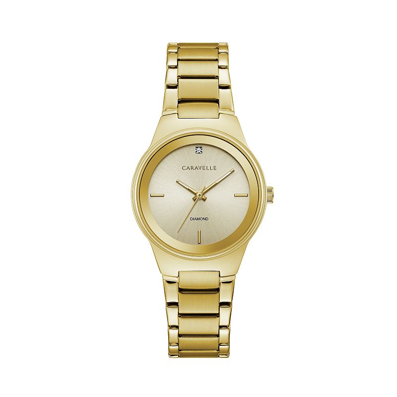 Caravelle by Bulova Women's Diamond Accent Stainless Steel Watch - 44P101, Size: Medium, Gold Tone
