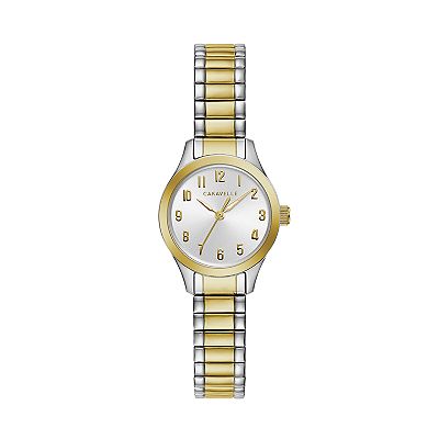 Caravelle high quality by Bulova. White face with gold accents. Calendar on face. Sold as is