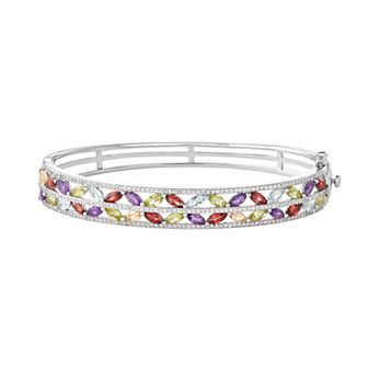 Classic Treasures Sterling Silver Gemstone & Lab-Created White Sapphire Bracelet