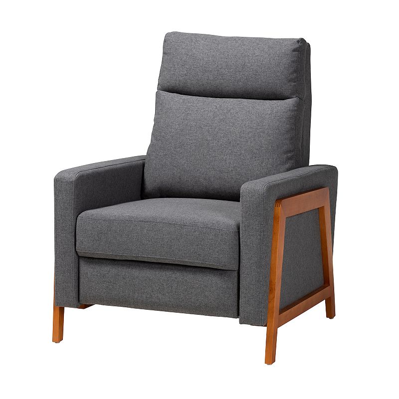 Baxton Studio Mid-Century Lounge Chair Recliner, Grey