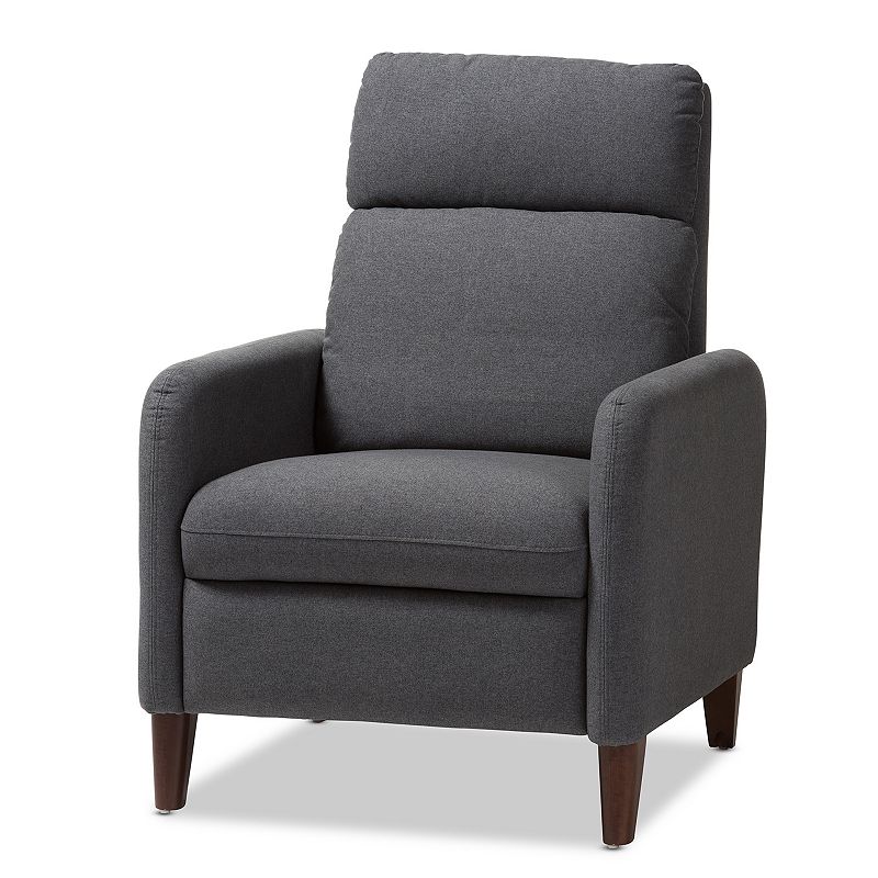 Baxton Studio Mid-Century Lounge Chair Recliner, Grey