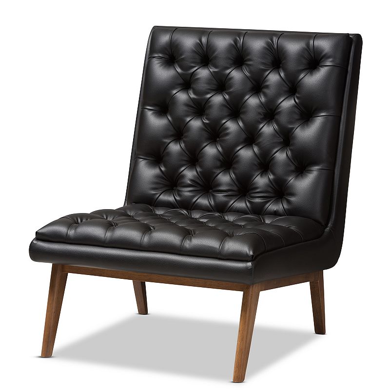 Baxton Studio Annetha Mid-Century Lounge Chair, Black