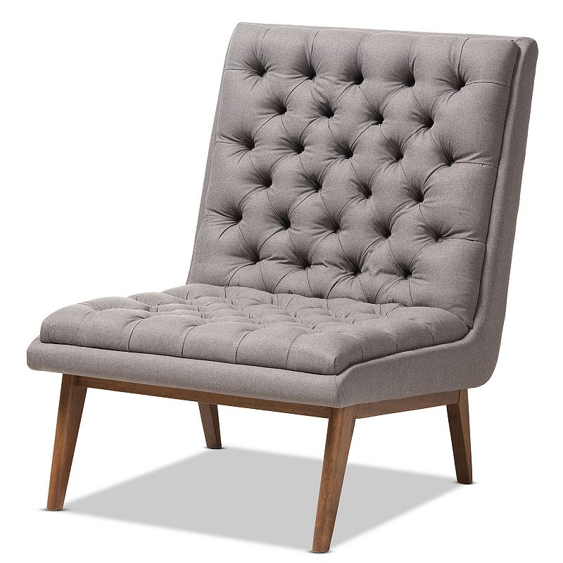 Baxton Studio Annetha Mid-Century Lounge Chair, Grey
