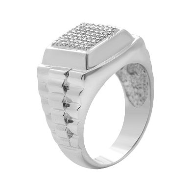 Men's Sterling Silver Band & 1/2 C.T. T.W. Diamond Ring