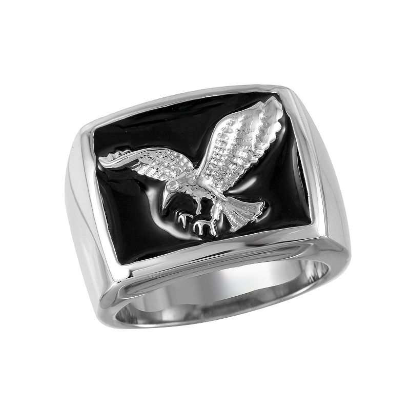 Mens Stainless Steel Eagle Ring, Size: 9, White