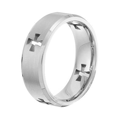 Mens Unbranded Titanium Cross Cut Out Band
