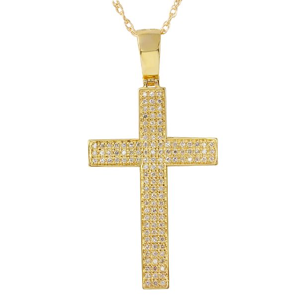 Mens 10k gold cross shop necklace