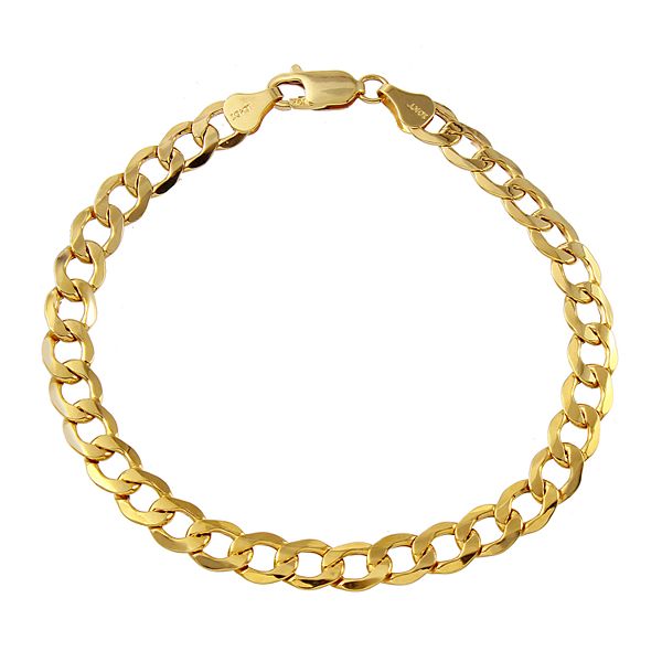 Men's Concave Curb Bracelet in 10K Yellow Gold