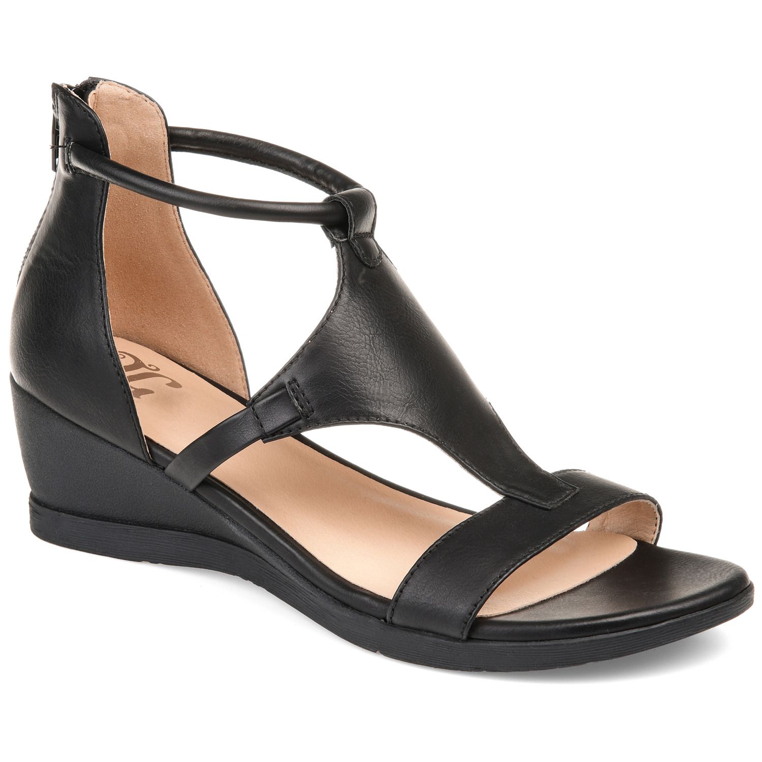 black wedge heels wide width