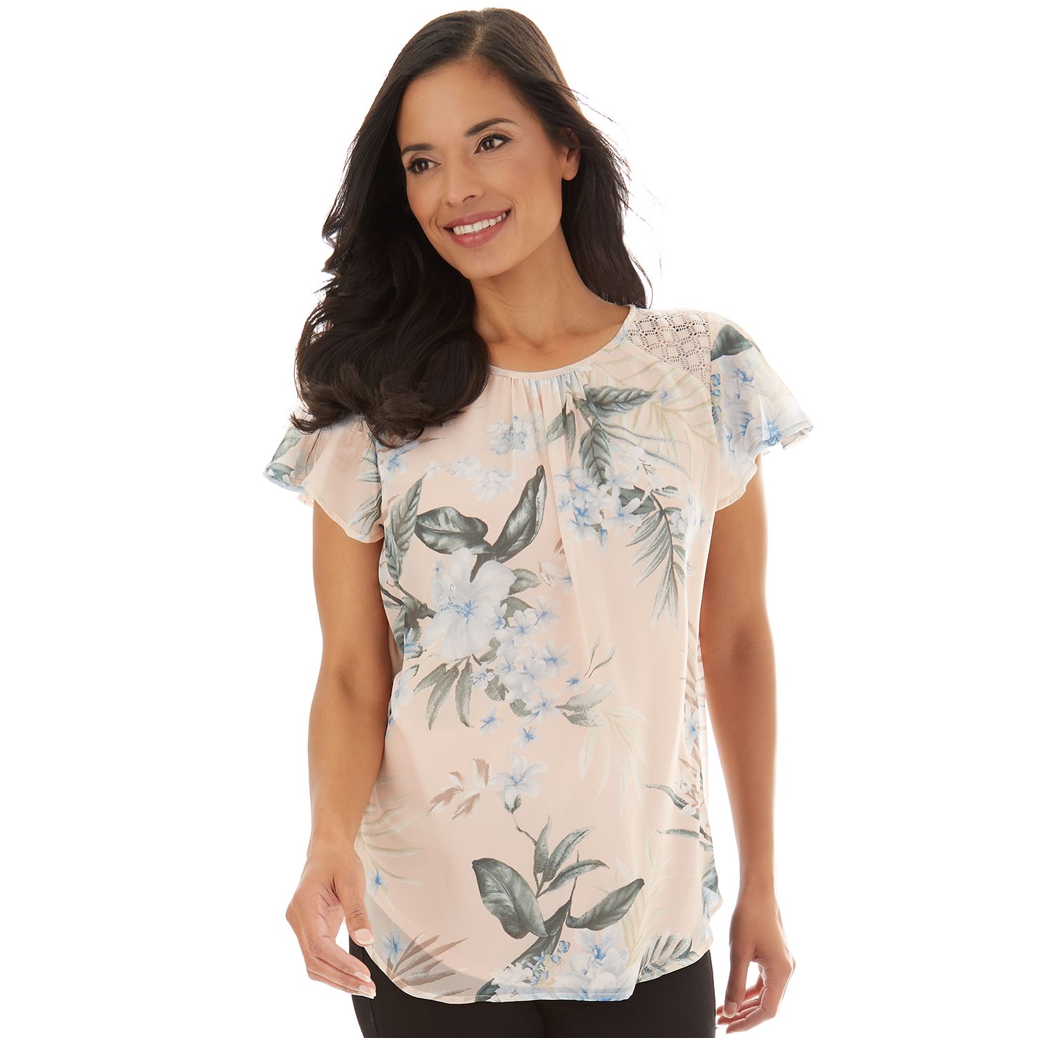 apt 9 flutter sleeve top
