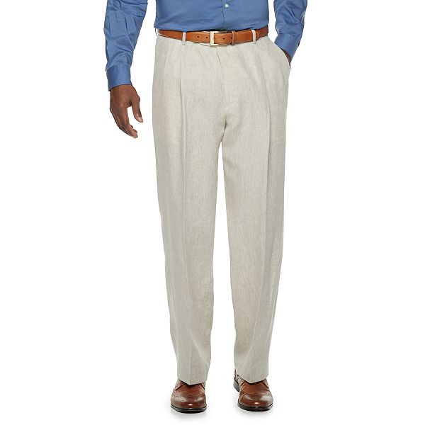 Mens pleated linen sales dress pants