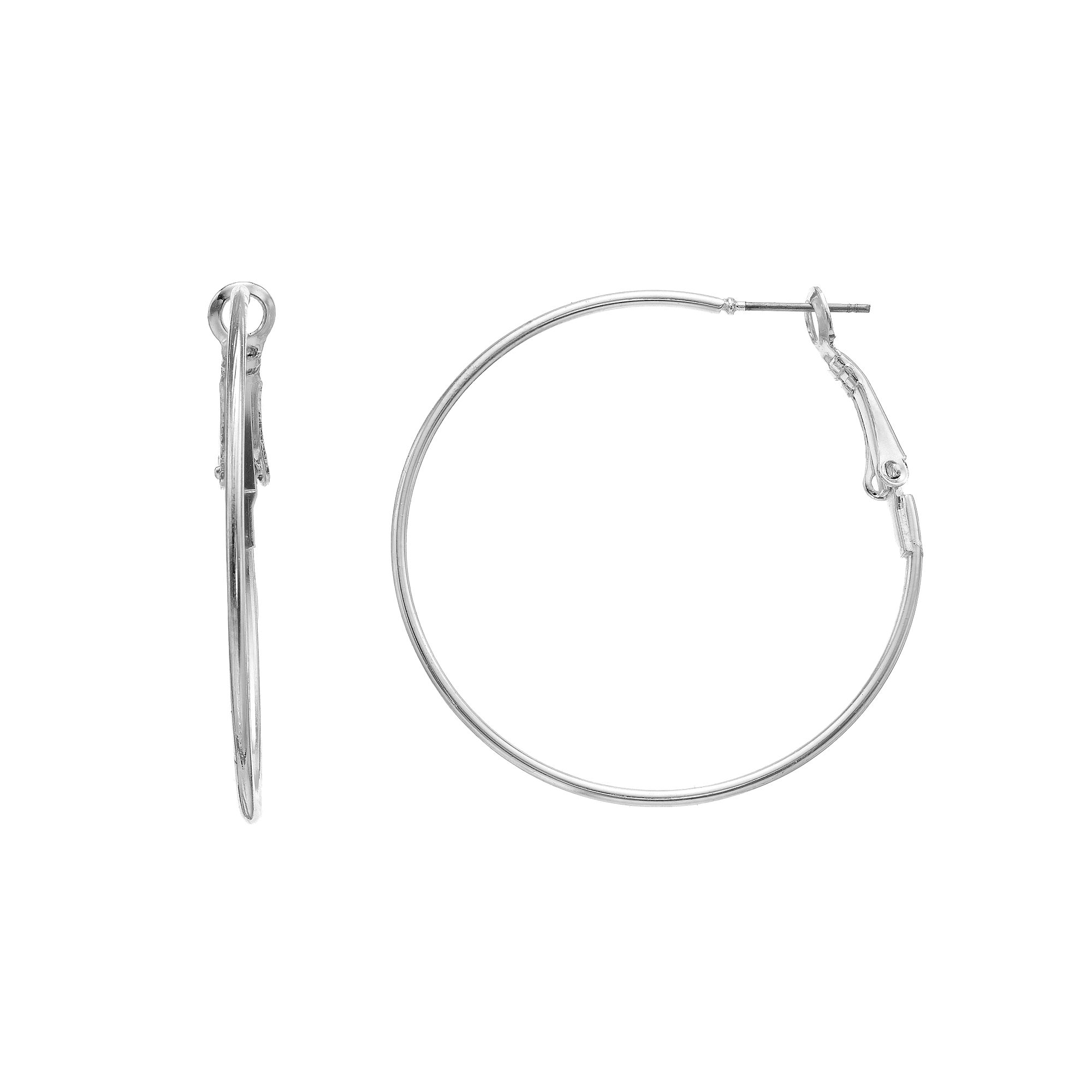 LC Lauren Conrad Silver Tone Hoop Earrings, Womens