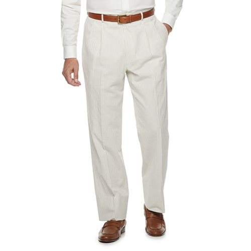 Men's Palm Beach Oxford Classic-Fit Seersucker Pleated Suit Pants