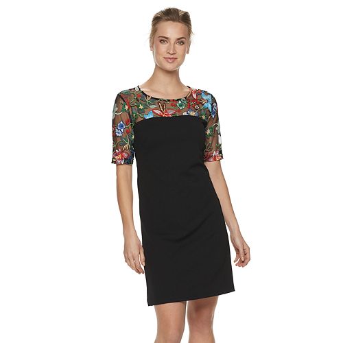 women's nina leonard textured lace sheath dress