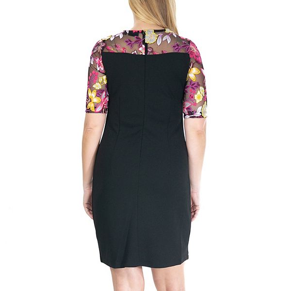 women's nina leonard textured lace sheath dress