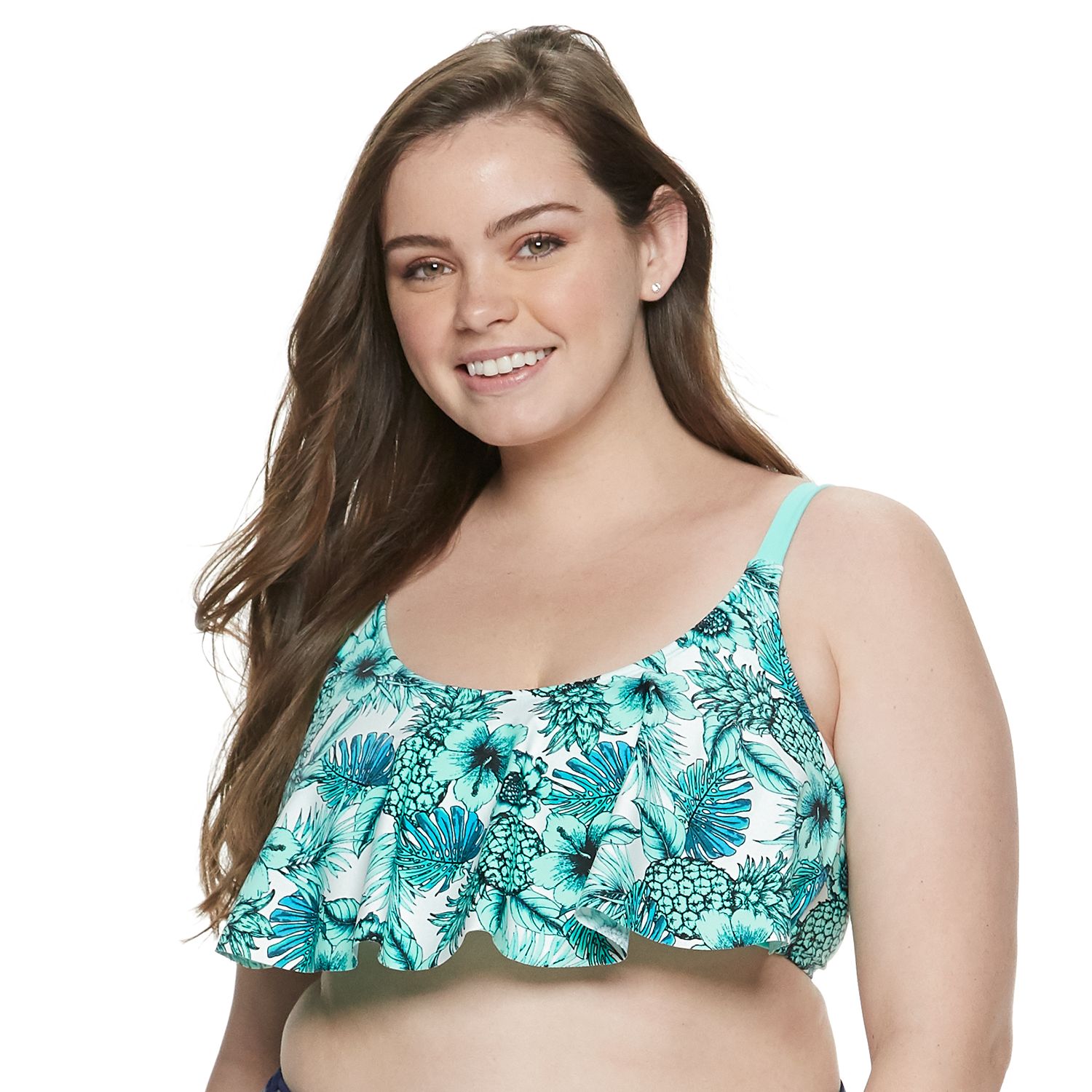 flounce swim top plus size