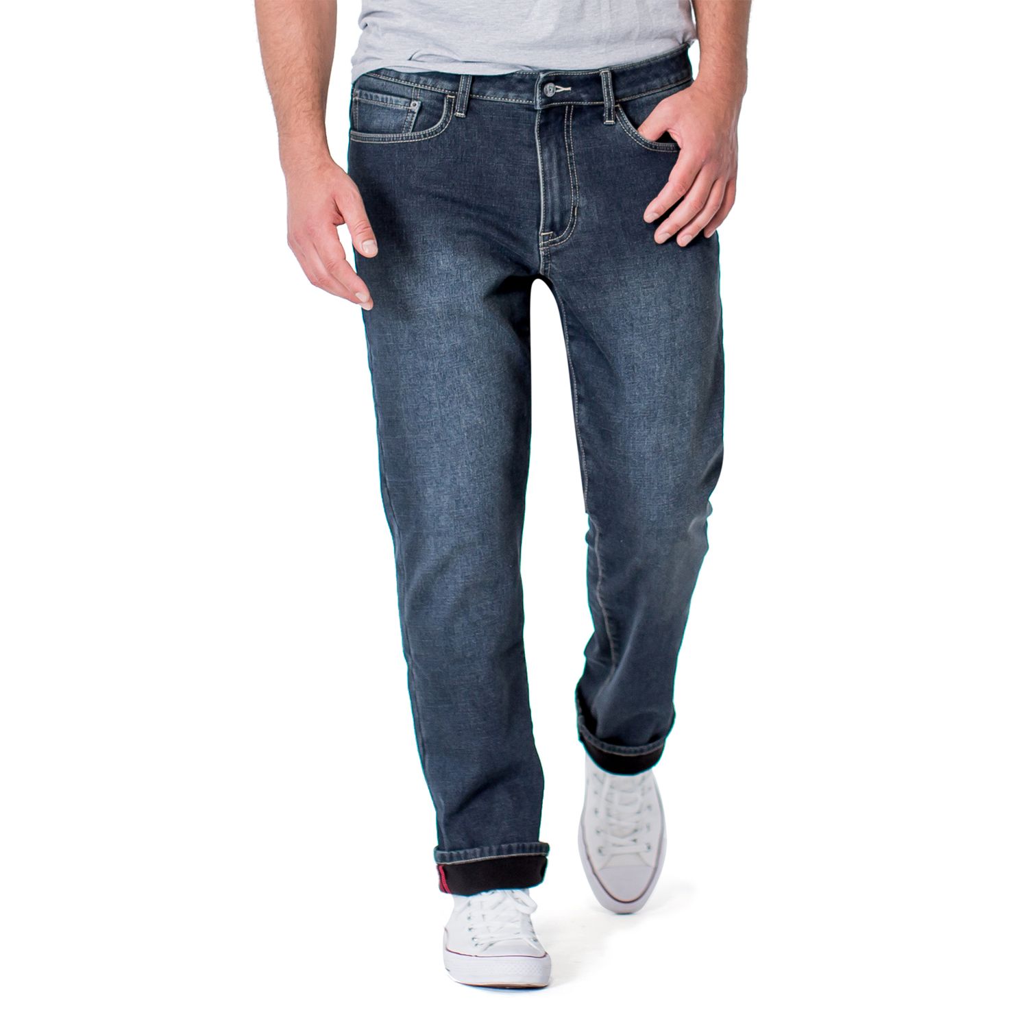 fleece lined straight leg jeans