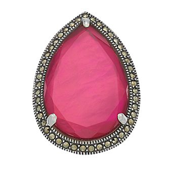 Lavish by TJM Sterling Silver Pink Mother-of-Pearl Doublet Adjustable Ring